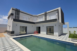 Villa neuve avec piscine - titre bleu - tezdaine djerba za - réf v714