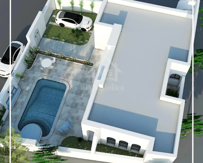 Belle villa s+3 sur plan avec piscine à vendre à hammametsud 51355351