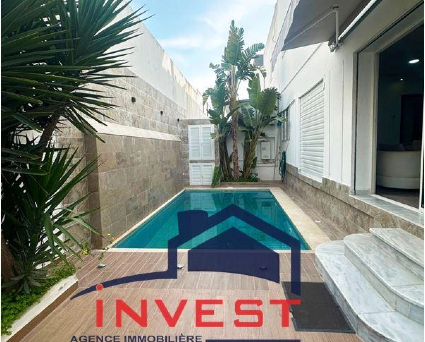 Rez-de-jardin meublé avec piscine  à gammarth supérieur