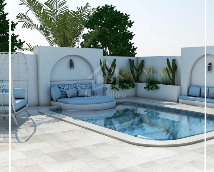 Payement par tranche: villa s+3 sur plan avec piscine à vendre à hammamet sud 51355351