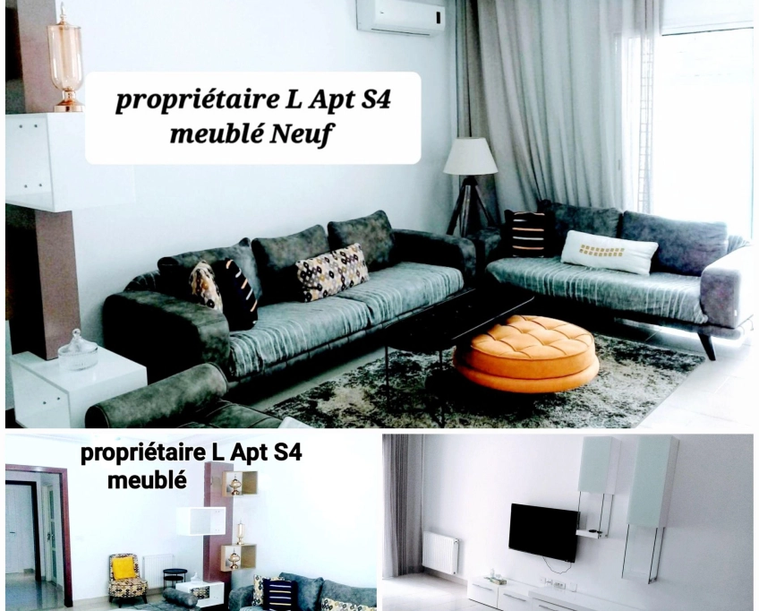 Particulier l apt s4 meublé neuf proche lac2 cité palmeraies l'aouina