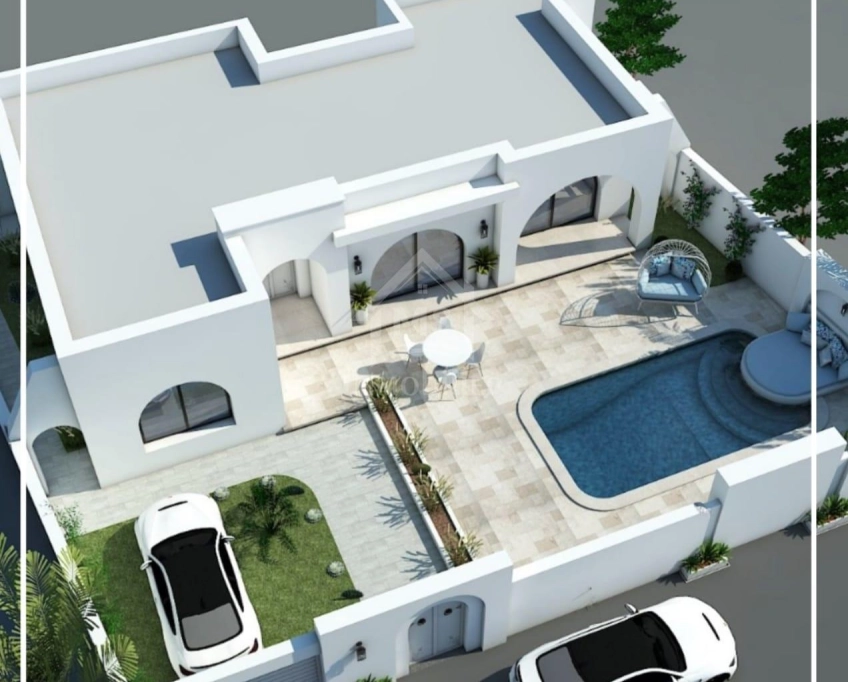 Payement par tranche: villa s+3 sur plan avec piscine à vendre à hammametsud 51355351
